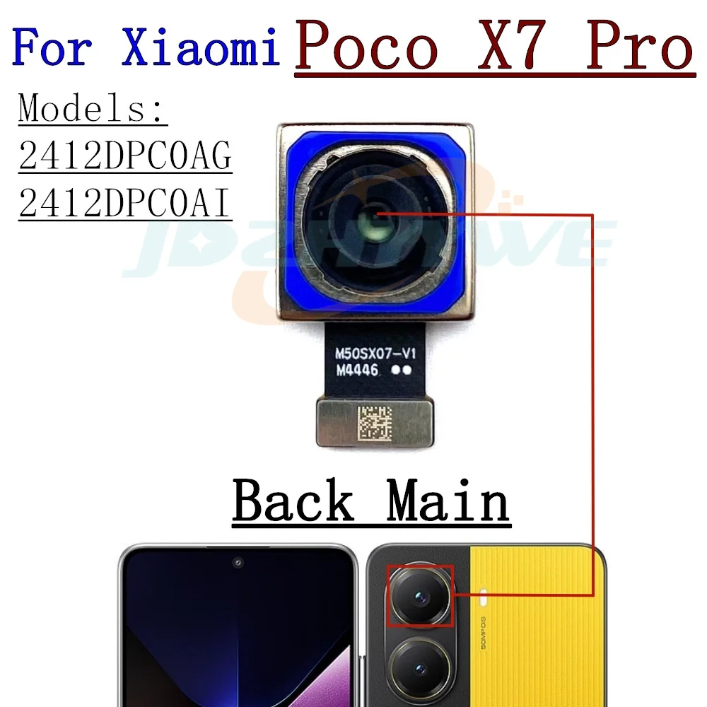 Front Rear Camera For Xiaomi Poco X7 Pro F7 Ultra M7 Frontal Selfie Back Facing Main Backside Camera Module Flex Cable Parts