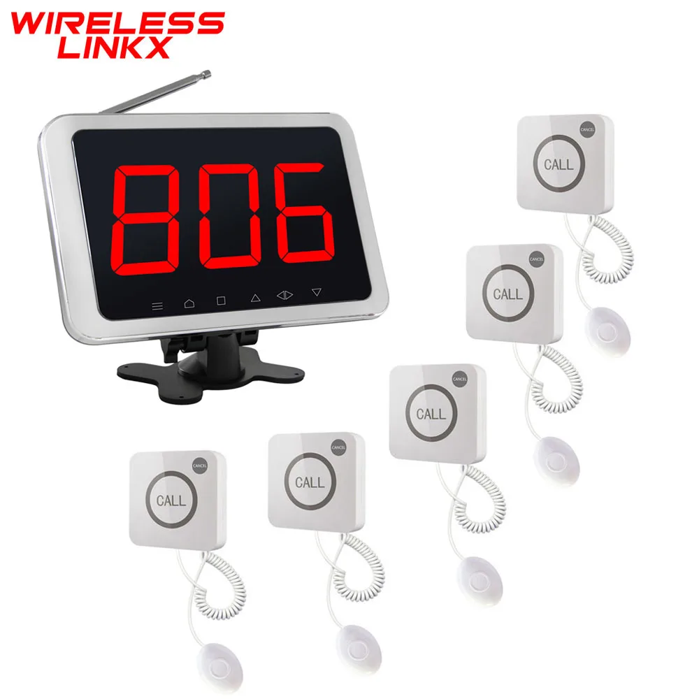 Wirelesslinkx Wireless nursing home hospital patient bed nurse call bell system with 5 call buttons touch panel