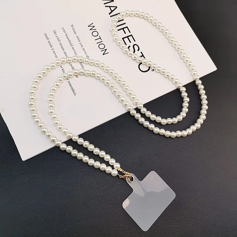 Handy-Lanyard, lange Umhängekette, handgeperltes Plastikperlenband, Anti-Verlust-Schlaufe, universeller Clip für Handyhülle