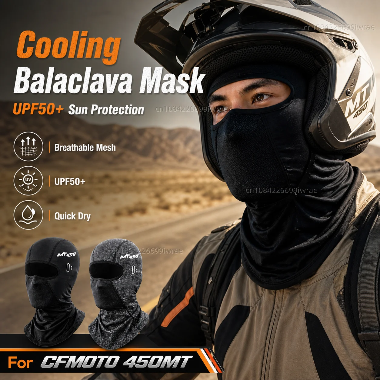 Cooling Motorcycle Balaclava Mask UPF50+ UV Protection Breathable Face Cover Summer For CFMOTO CF MOTO CF450MT 450MT 450 MT