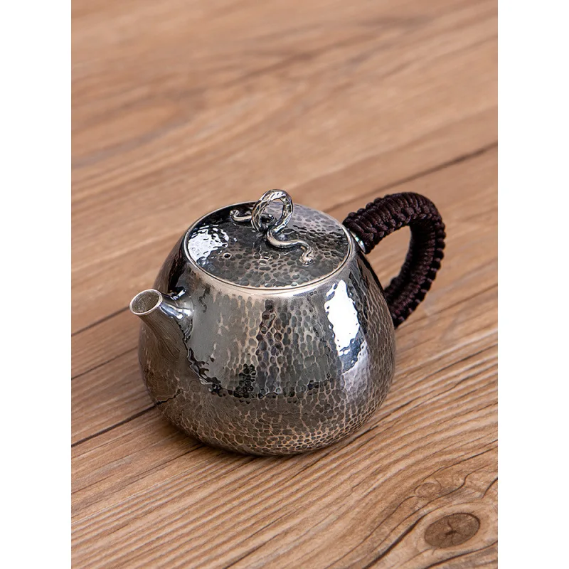 

Silver Pot Small Teapot Sterling Silver 999 Bubble Teapot Pure Handmade Stone Pot