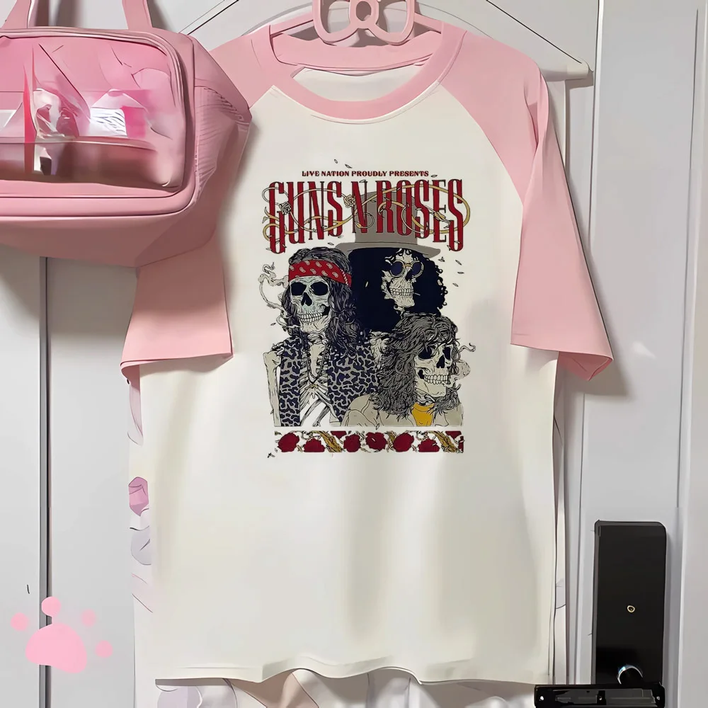 Футболка Guns n Roses женская повседневная одежда из мягкой ткани с графическим принтом женская дизайнерская одежда Манга Харадзюку