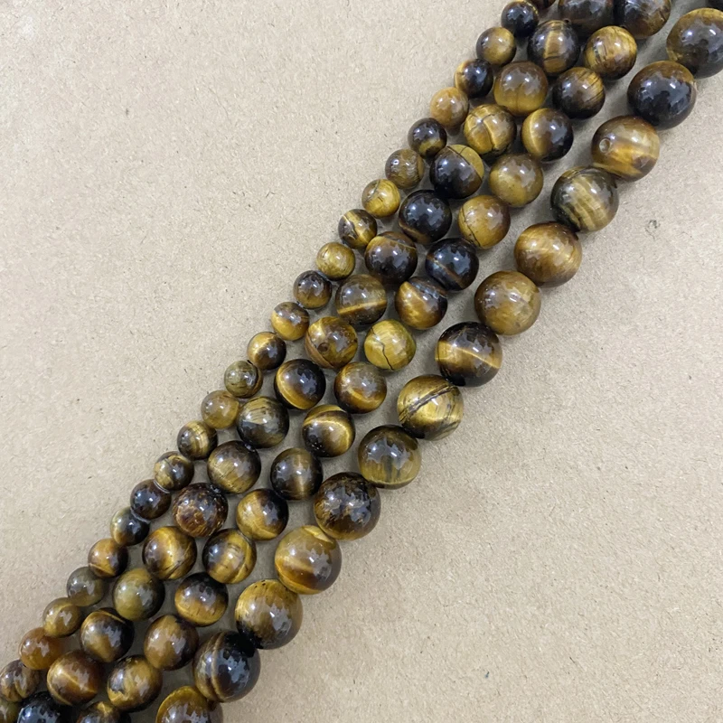 Natural Stone AB+ Quality Brown Gold Color Tiger Eye Agate Round Loose Beads 15\