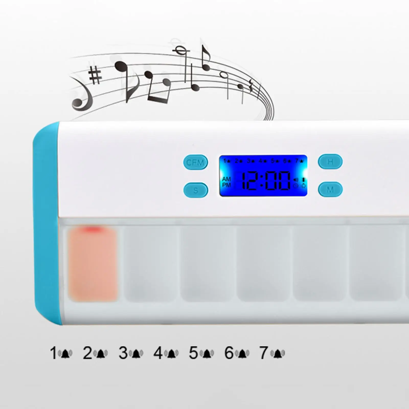 Portable 7 Grid Pill Box Reminder with Alarm Timer Supplements Container Medicine Boxes for Travel The Elderly 7 groups Alarms