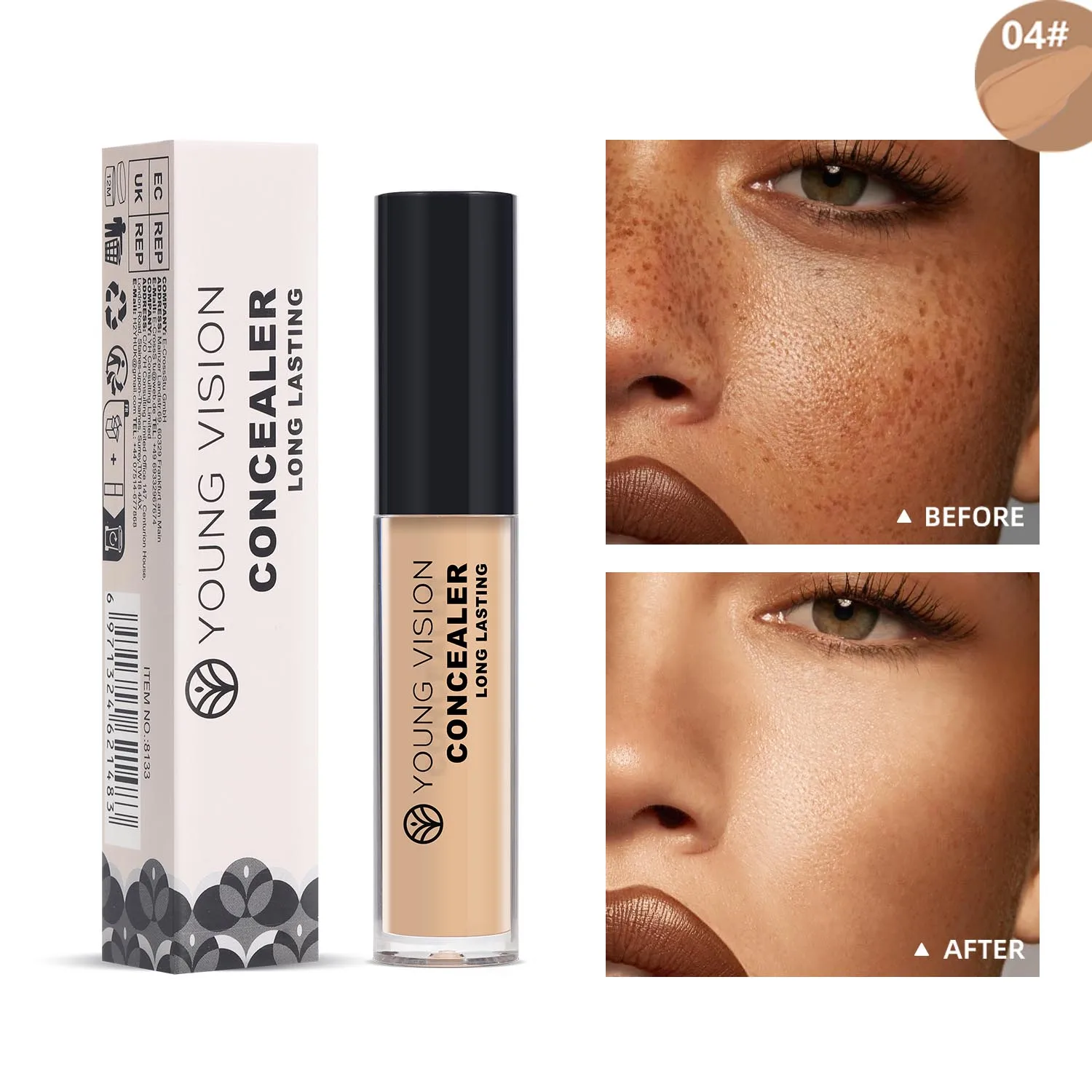 YOUNG VISION Corrector de enfoque suave con acabado mate ilumina el cutis Corrector de contorno resistente al agua para definición esculpida