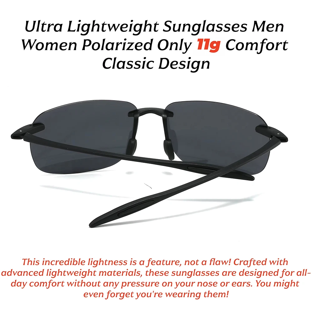 Ultraleichte 11g TR90 Rahmenlose Polarisierte Sonnenbrille UV400-Schutz Rahmenbrille für Outdoor-Abenteuer Casual – Detail 3