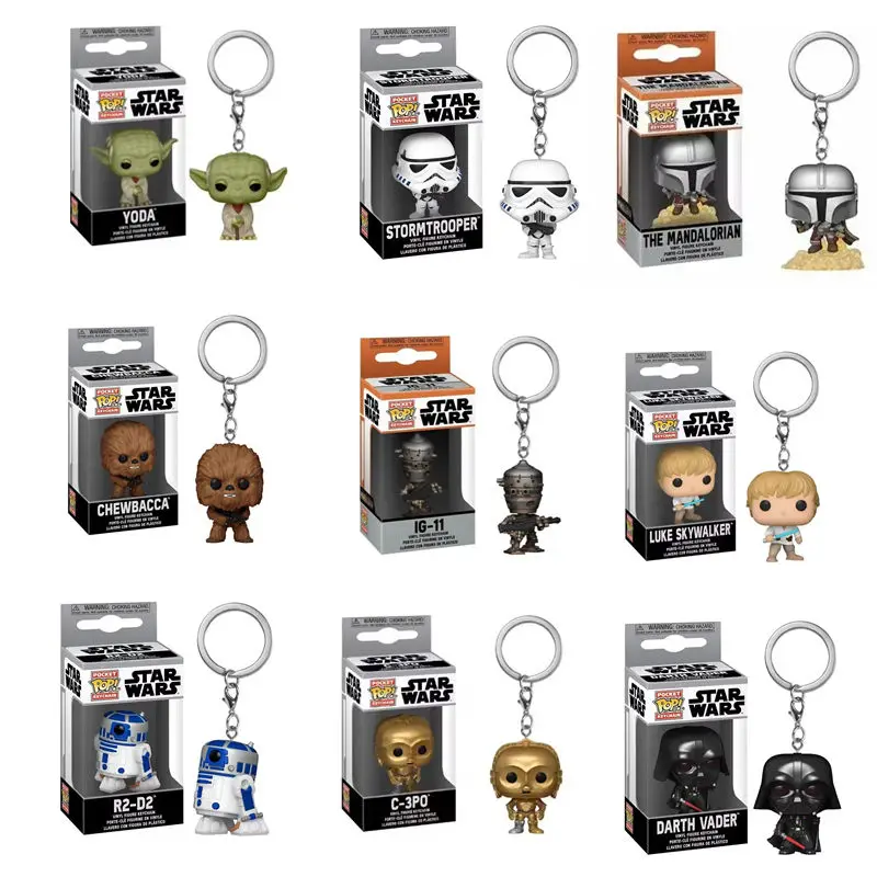 FUNKO POP Star Wars The Mandalorian Yoda el Niño con Taza Darth Vader Stormtrooper Yoda Llavero de Star Wars Juguetes Colgante para Niños
