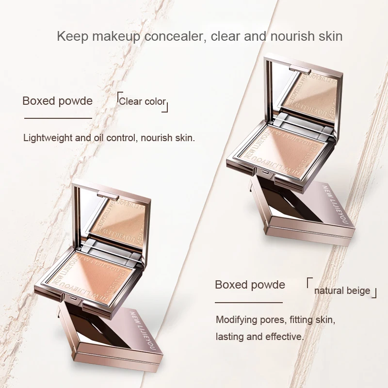 Waterproof powder with mirror, durable makeup, full face coverage, compact powder, cosmetics base, 3 colors