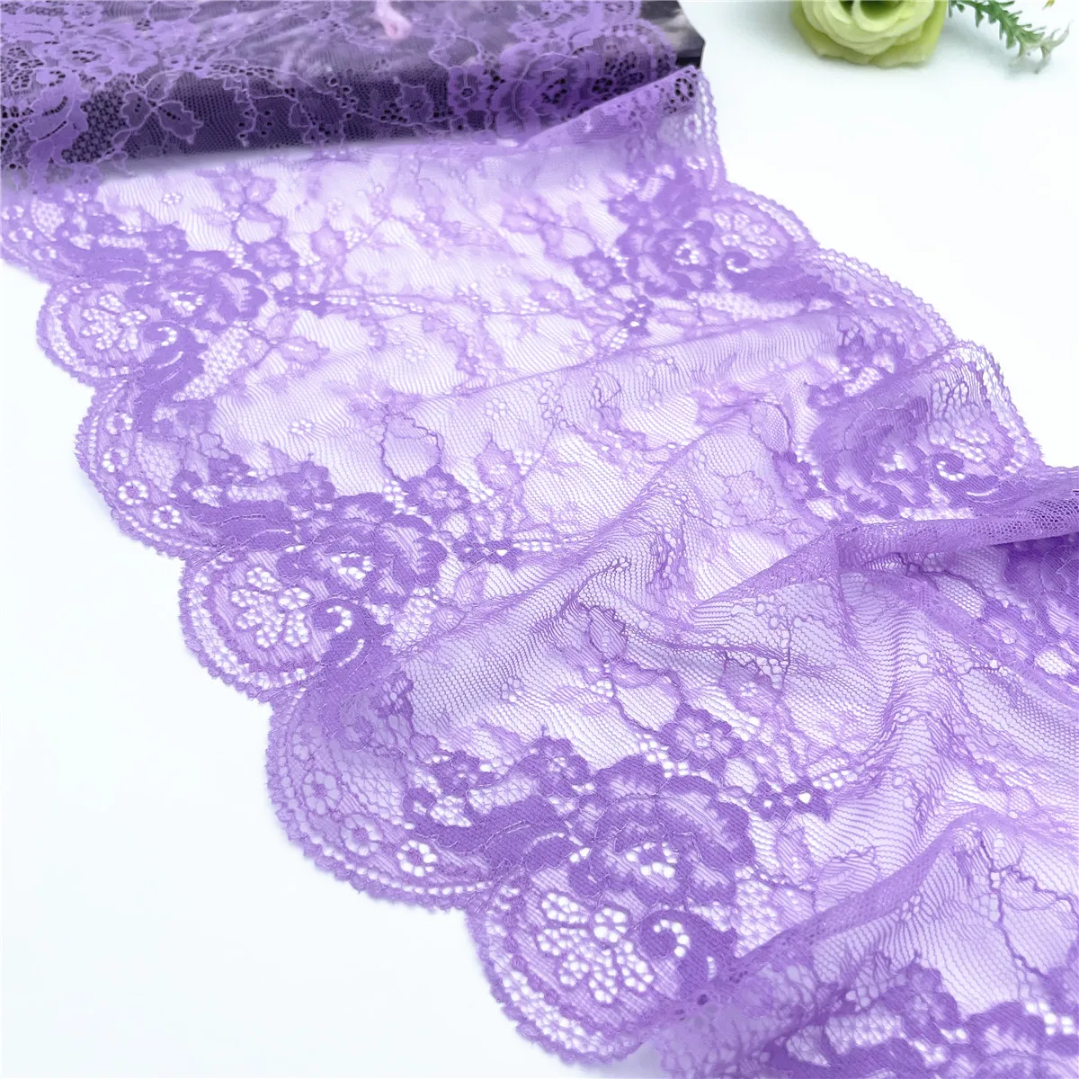 3y/lot Width 9 1/4 inch 23.50cm Lilac Purple Bit Of Elastic Lace Trim Lingerie Sewing Craft DIY Apparel Fabric Lace Garment