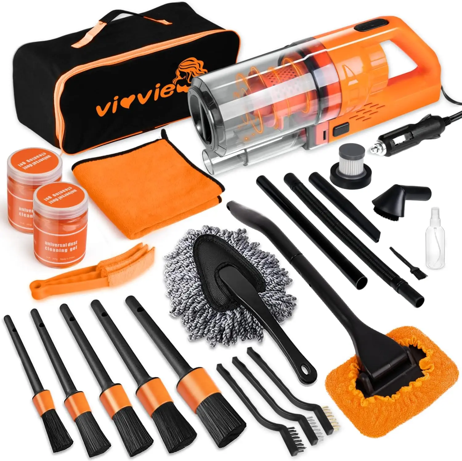 

17Pcs Car Detailing Kit with Portable Vacuum, Brushes, Cleaner - Interior Care for All Ages