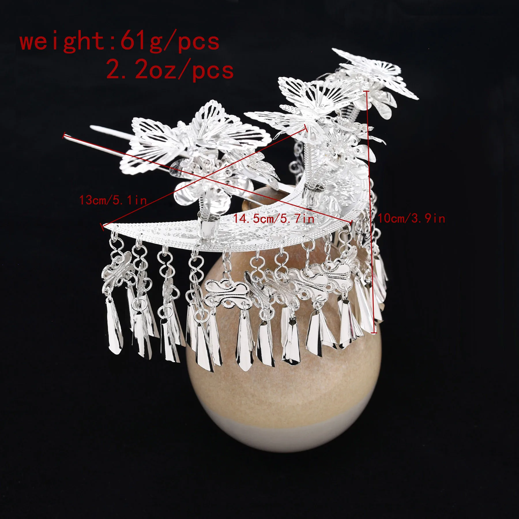 Miao Feng Butterfly Flower Tassel Pendant Headwear Flower Beads Hair Pins Handmade butterfly Jewelry