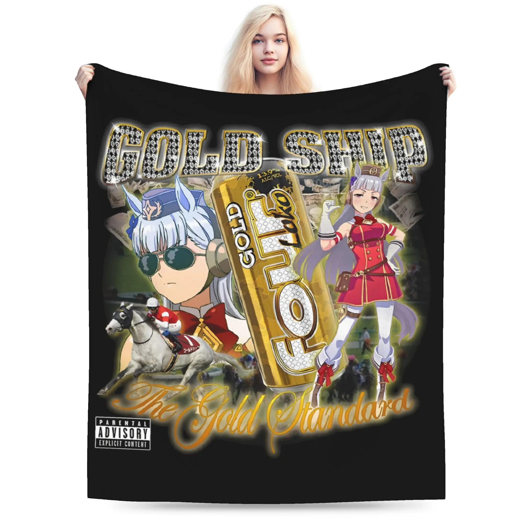 Uma Musume Pretty Derby Gold Ship Blankets Velvet  Winter   Multifunction Soft Throw Blanket for Bedding Bedroom Bedding Throws
