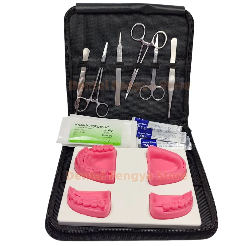 Oral Surgical Suture Practice Kit With Suture Block Practice Tooth Model Dental Oral Suture Training Module 18Pcs/Set