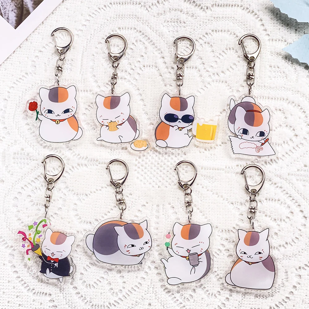 1/12PCS Anime Natsume's Book of Friends Acrylic Keychain Accessories Keyrings Friends Gifts Funny Bag Charms Backpack Pendant