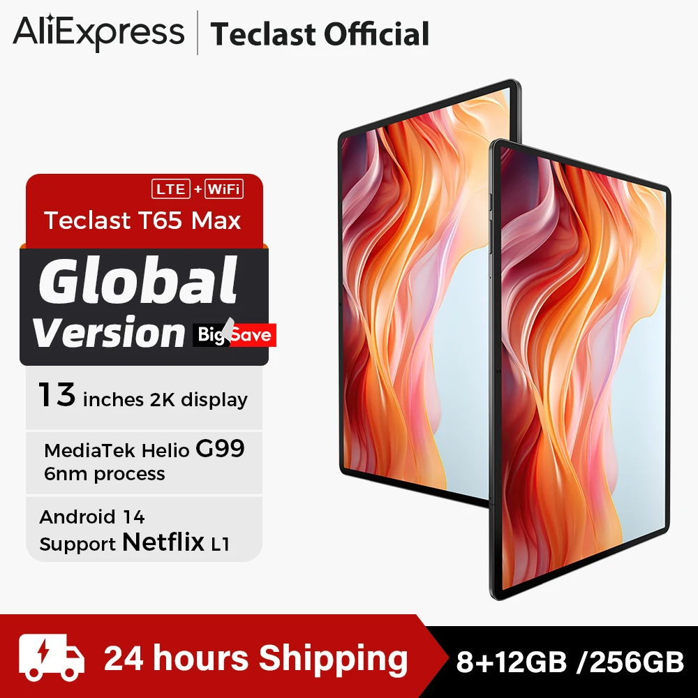 Teclast T65 Max Tablets 13" FHD Display MediaTek G99 8 GB RAM 256 GB ROM 10000 mAh Akku Android 14 Widevine L1 Globale Version