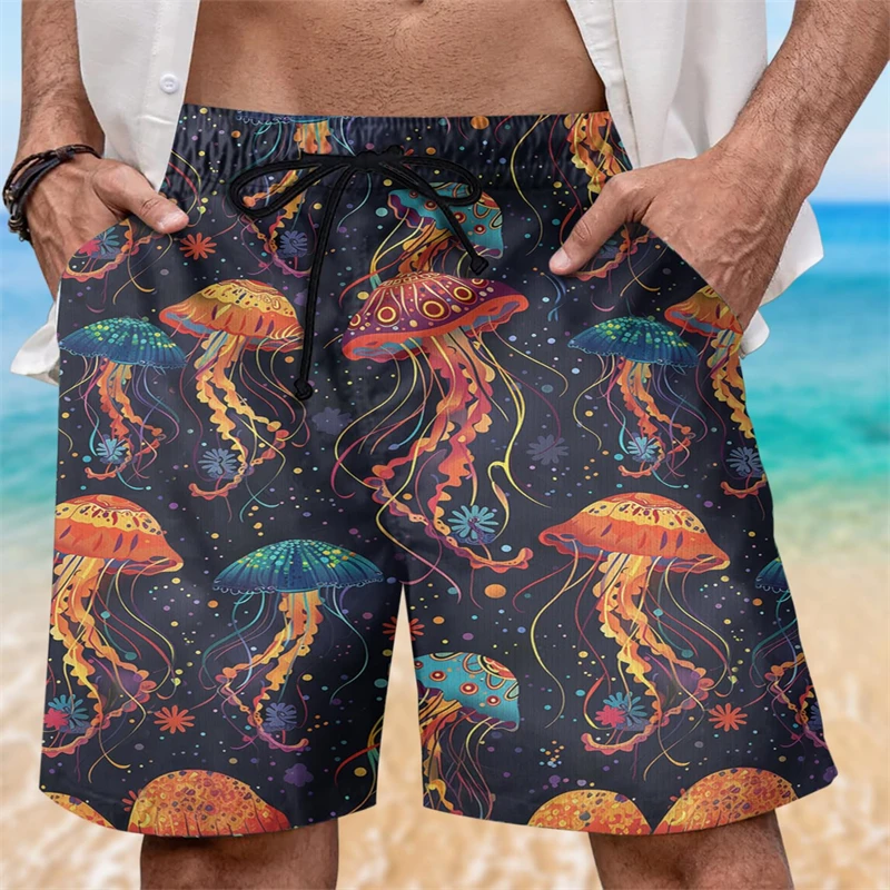 Ocean Jellyfish Graphic Short Pants For Men Clothes Casual Hawaiian Male Beach Shorts Jelly Fish Sea Trunks Animal Boy Trousers