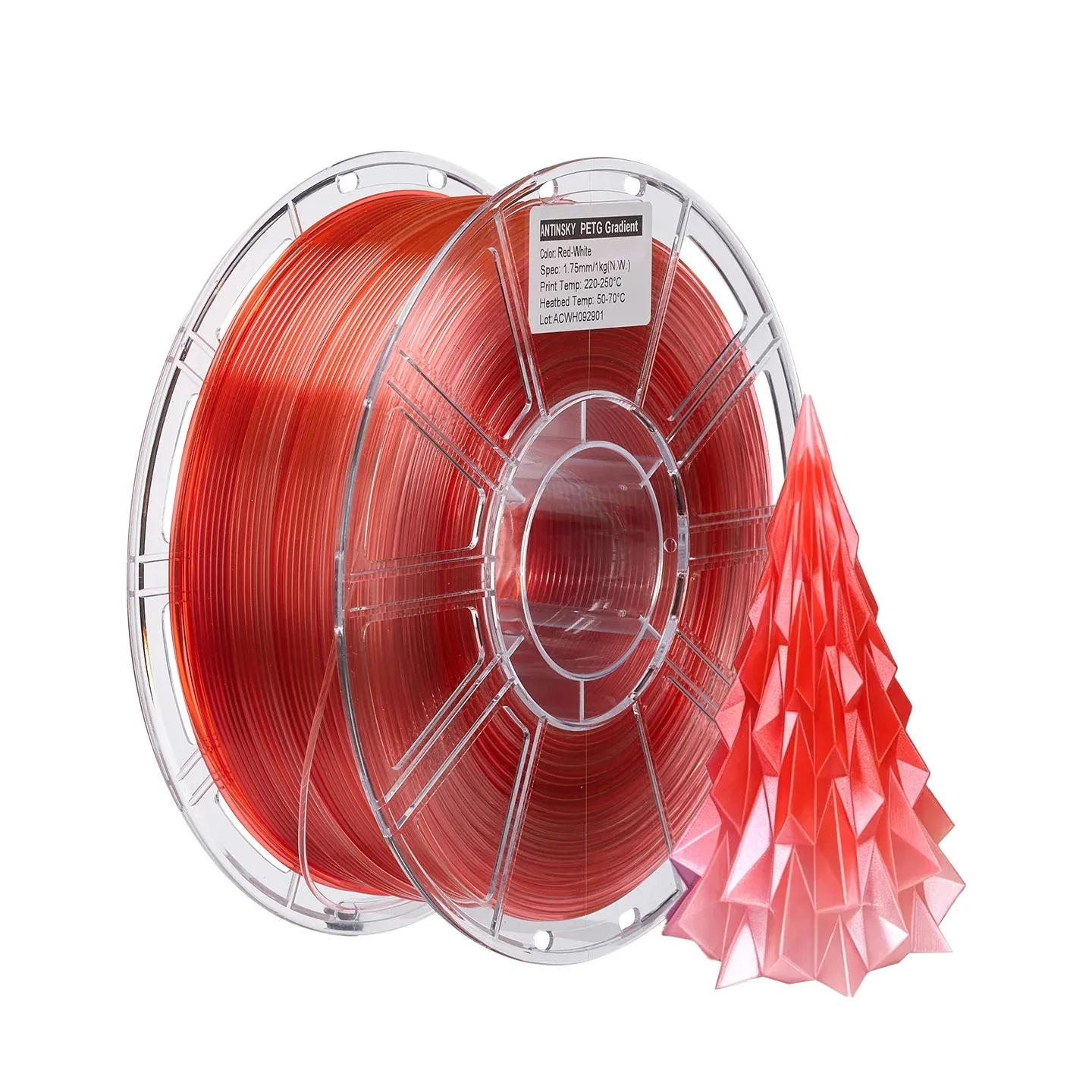 ANTINSKY PETG-Rainbow Filament 1.75mm 1KG, Rainbow Gradient Color, High Toughness Low Shrinkage, Glossy Surface FDM 3D Printer M