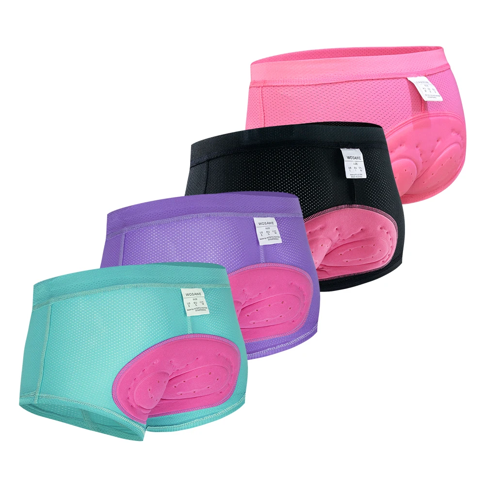 WOSAWE Cycling Undershorts Women's Bicycle Shorts 3D Gel Padded Cycling Shorts MTB Bike Underwear Breathable Bicycle Short Pants