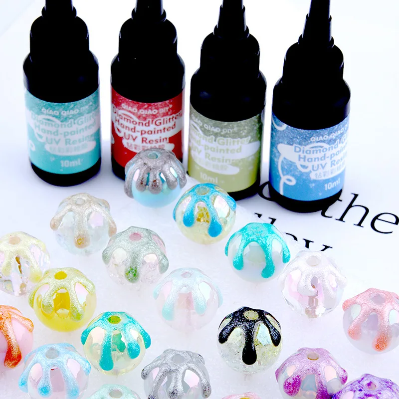 10 مللي الصلب UV الراتنج الغراء الملونة الأشعة فوق البنفسجية علاج راتنجات الايبوكسي UV الغراء الشمسية علاج أشعة الشمس المنشط DIY بها بنفسك أدوات صنع المجوهرات
