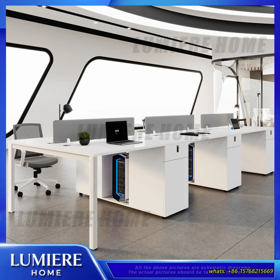 Office Desk for Employees 4 Person Workstation 6 Seater Computer Desk with Chair Meeting Table Office Furniture Set Modern
