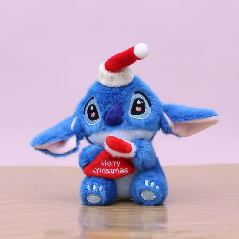 Disney Stitch Plüschtier im Weihnachtsstil, Puppenschlüsselanhänger, süßer Stofftier-Taschenanhänger, Weihnachtsgeschenk für das neue Jahr, Geburtstagsgeschenk