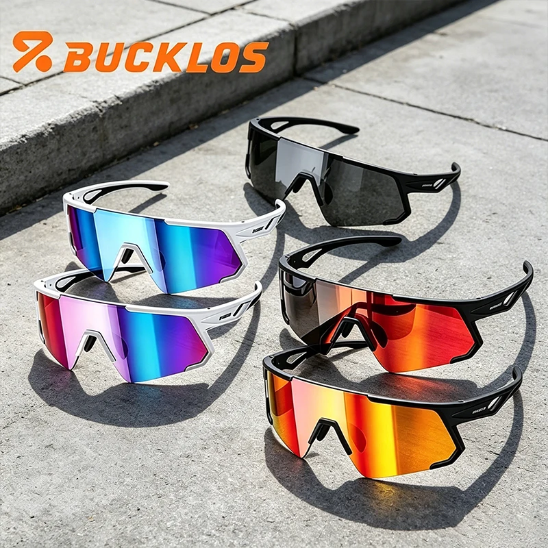 

BUCKLOS UV400 Anti Glare Sun Protection Bike Sunglasses Professional Cycling Eyewear Lightweight Outdoor Sports Riding Glasses
