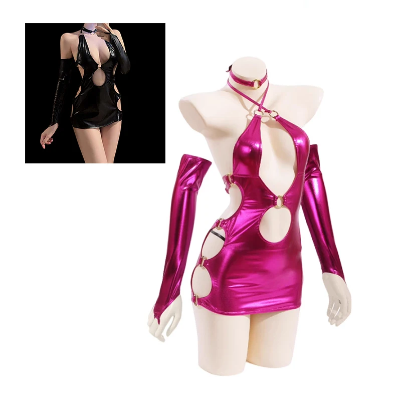 Sato Kuki Ntr Kanolo Mizuki disfraces Cosplay después del partido dopamina picante chica vestido de cuero Liga con cordones lencería calada