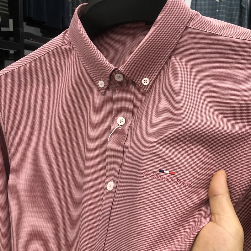 

Light Luxury Autumn Solid Color High Quality Trendy Men's Fashion Embroidered Designer Lapel Cotton Long-sleeved Shirt M-4XL