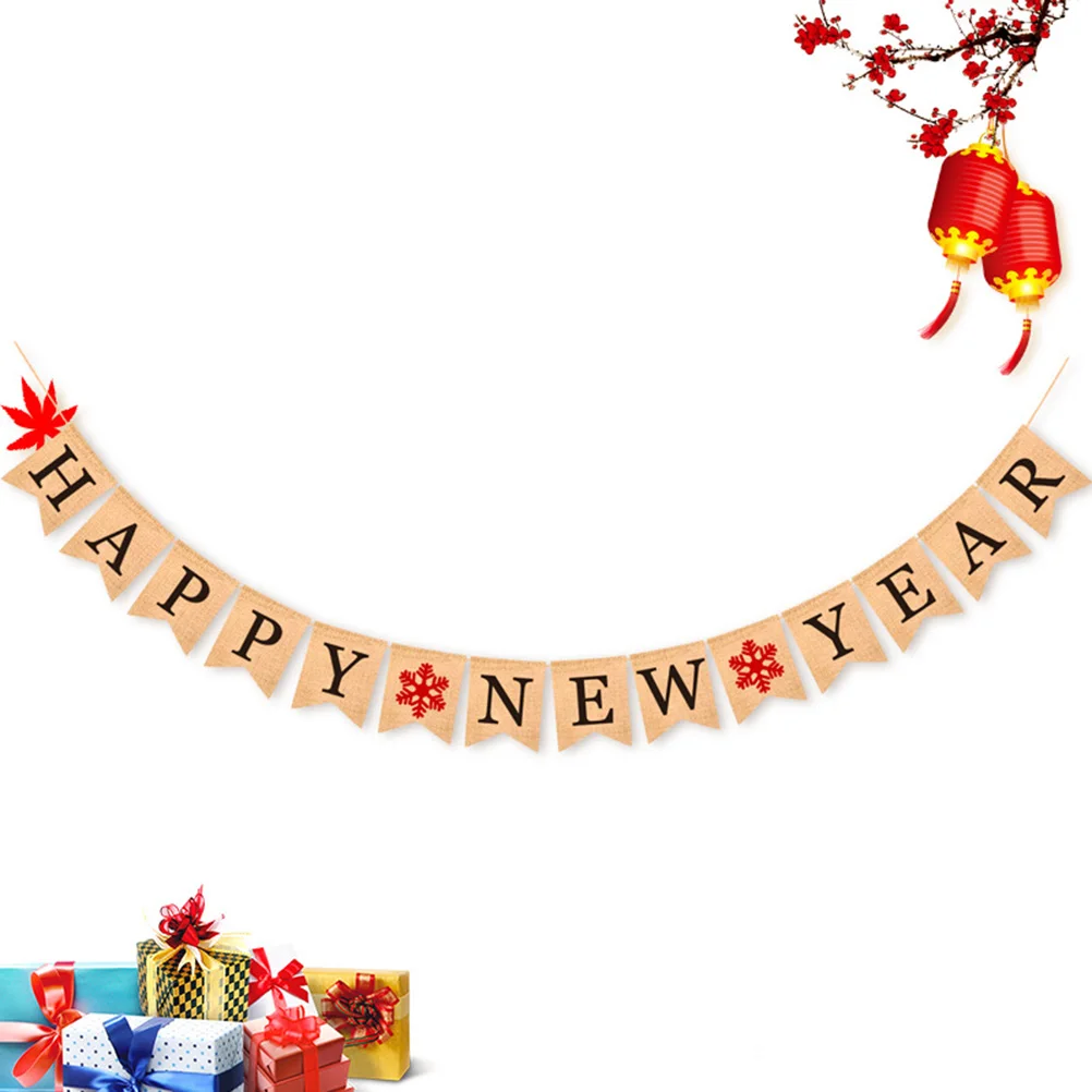 

New Year Flag Banner Party Decorations Paper Banners Hanging Cloth Decor Happy New Year Print Festive Atmosphere Christmas