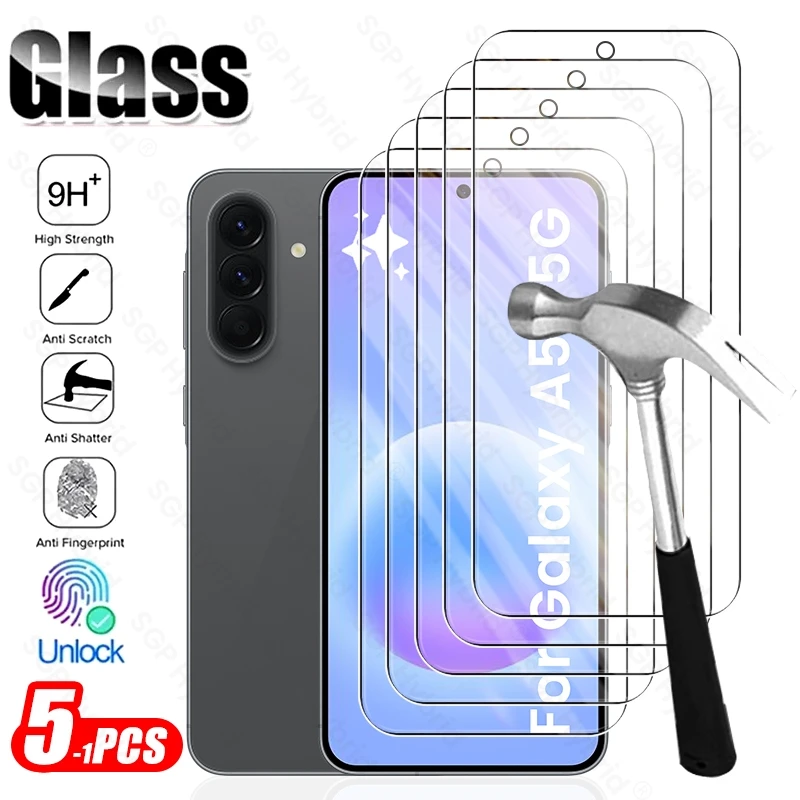 5-1 piece of 9H tempered glass screen protector, suitable for Samsung Galaxy A57 5G A37 A27 A17 A07 high-definition film