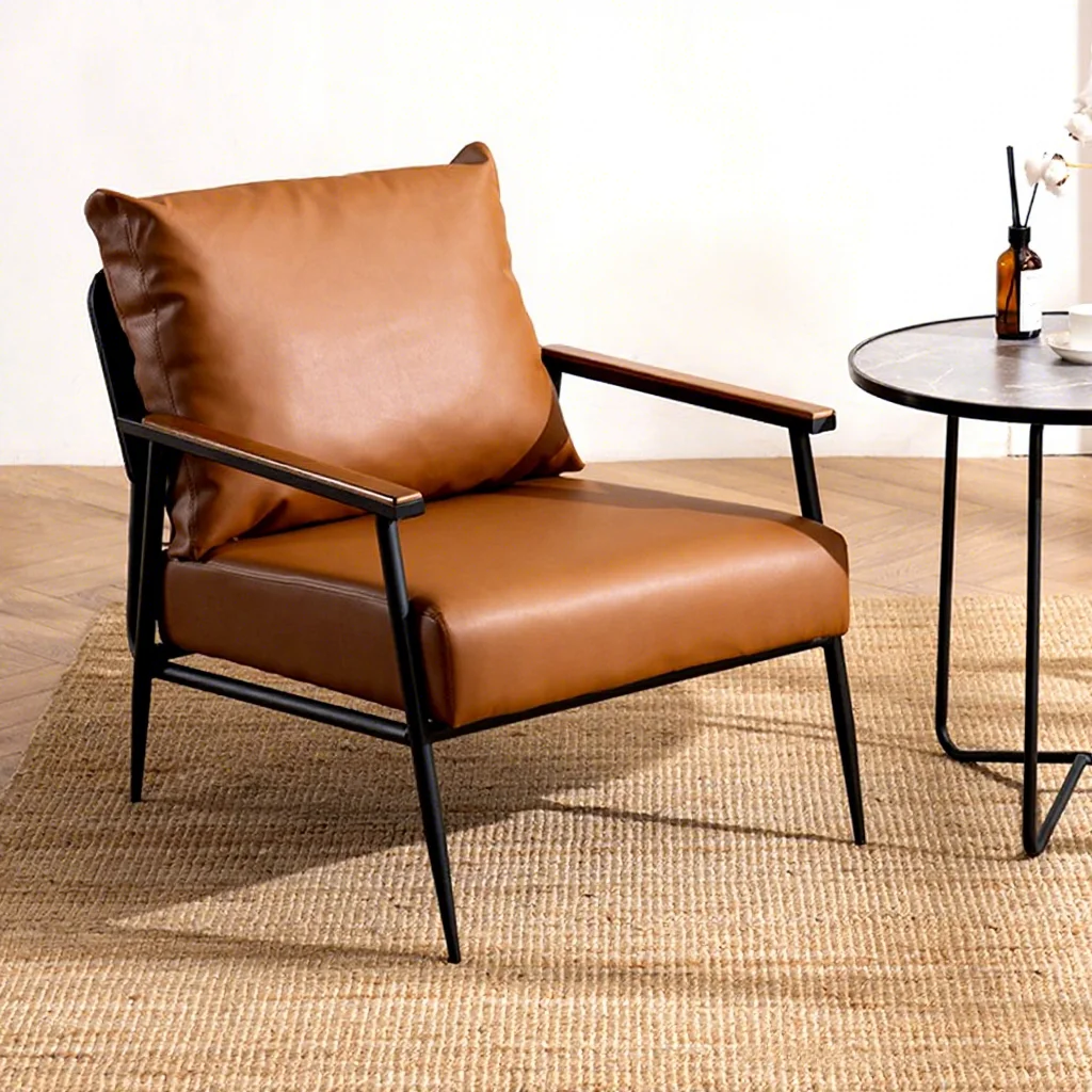 Nordic Style Single Sofa Leisure Chair Iron Simple Modern Living Room Balcony Cafe Lazy Fabric Minimalist Chair