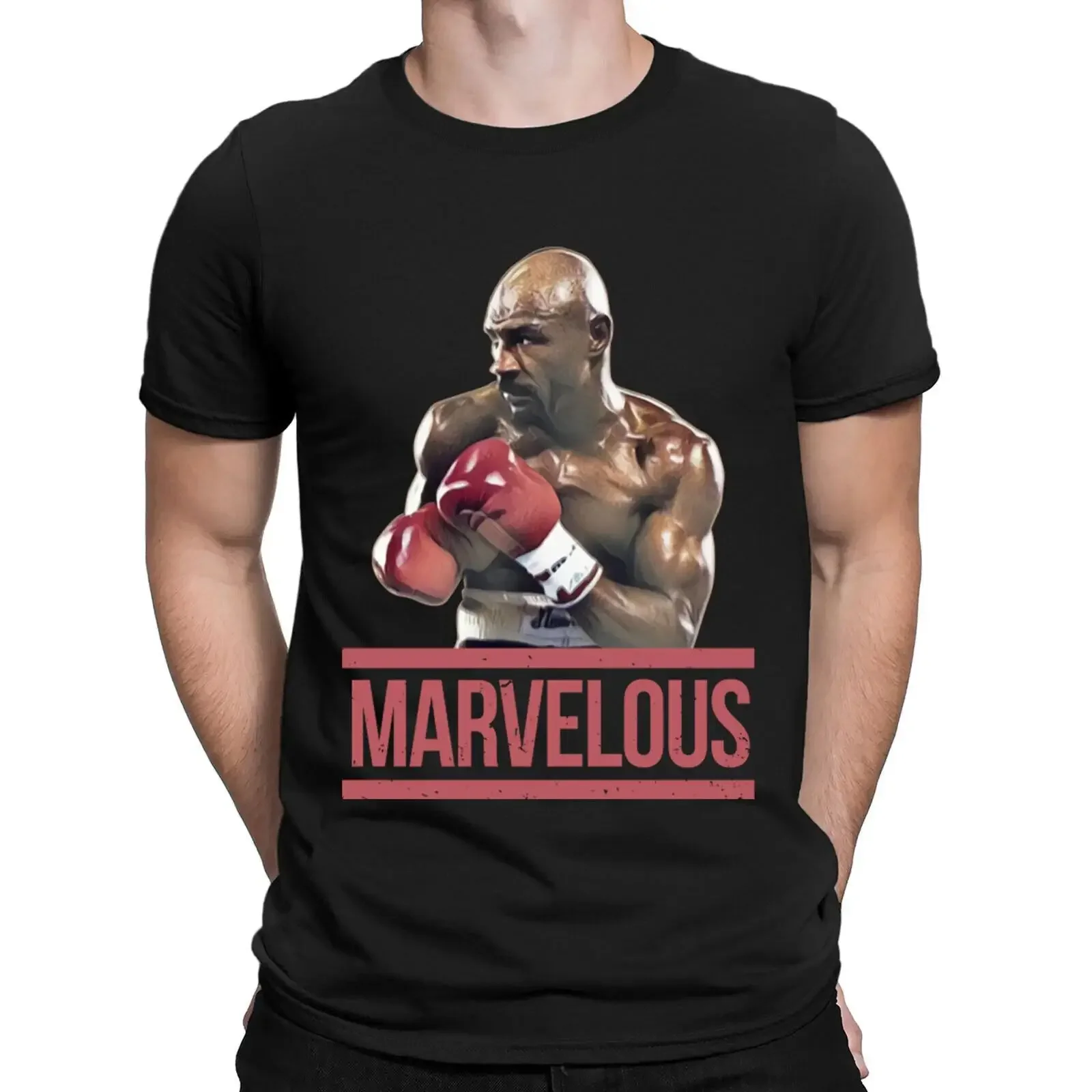 Maravillosa camiseta retro vintage para hombre con estampado gráfico de Marvin Hagler, la leyenda del boxeo, estilo DGV vintage, lavada, elástica y cómoda.