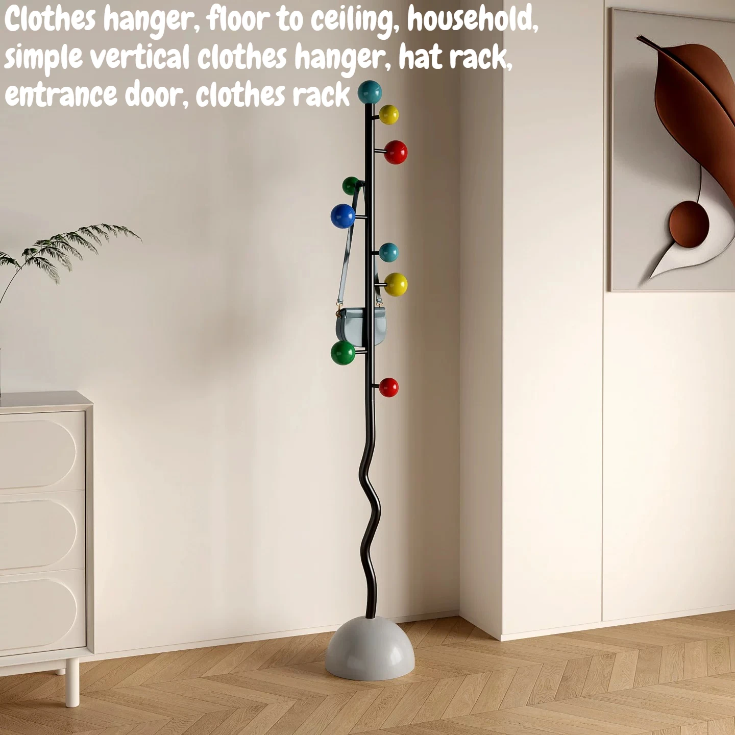 Moderner Metall-Taschenhalter mit 9 Haken, Kunstvoller Stehender Kleiderständer für Schlafzimmer, Eingangsbereich, Flur und Wohnzimmer