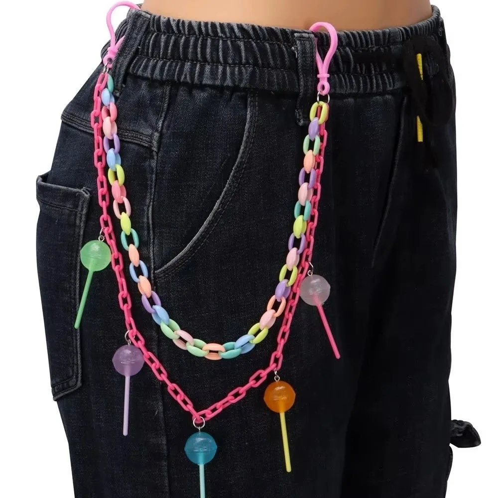 Candy-colored Rainbow Pant Chain Multicolor Double-layer Acrylic Trousers Chains Y2K Jewelry Gifts Lollipop Waist Chain Women