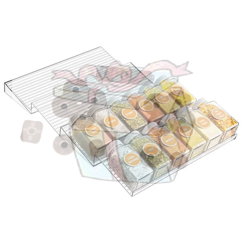 

【CC】Clear Plastic Expandable Spice Rack Organizer Tilted Design For Kitchen Cabinet Storage