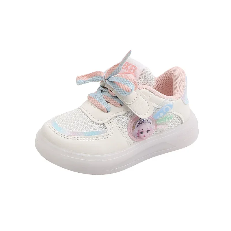 LED Shine Children\'s Shoes 1-6 Years Old Girl Flashing Light Sneakers Mesh Board Shoes Small White Sneaker Children Casual Shoes