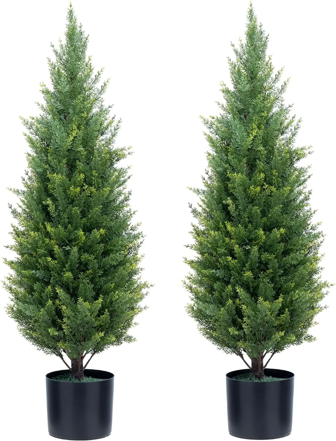 

Artificial Topiary Tree Two 3 Foot Artificial Cedar Trees Outdoor UV Resistant Bushes Potted Plants Artificial Shrubs Tree