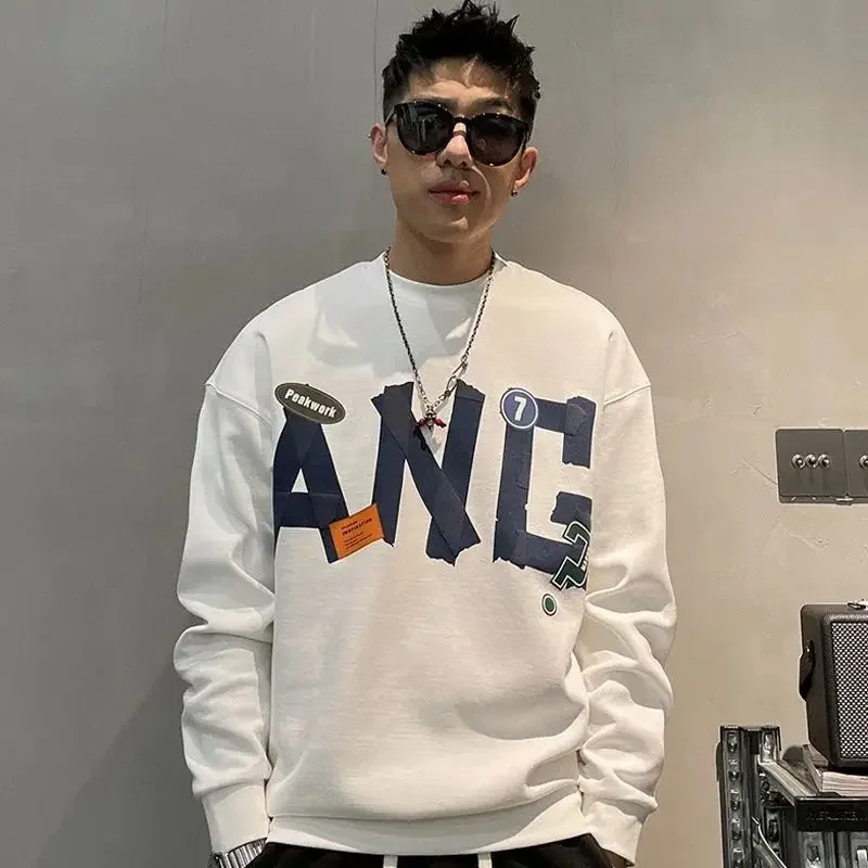 Men's Pullover Cotton Round Neck Male Sweatshirt Crewneck Autumn Cheap Luxury Y2k Clothes No Brand Overfit Clothing Deals Simple