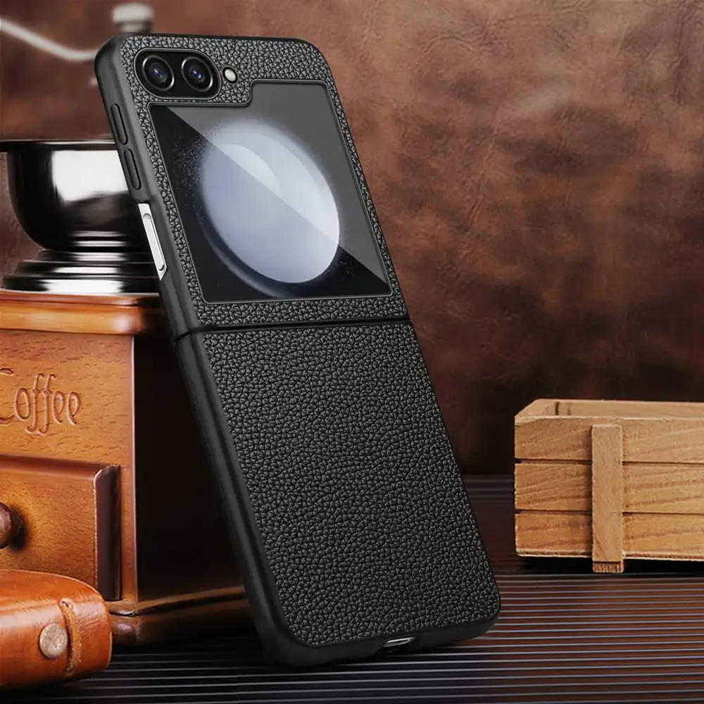 Genuine Leather Case For Samsung Galaxy Z Flip 6 Case Luxury Folding Protector For Samsung Z Flip6 5G Cover Phone Shell