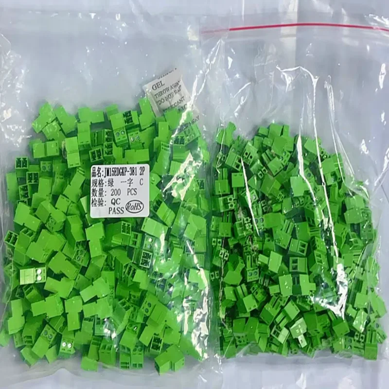 20sets Aerial butt welding type 15EDGRK-3.81mm plug-in type 2edg type green terminal block 2EDGRK for Connector row