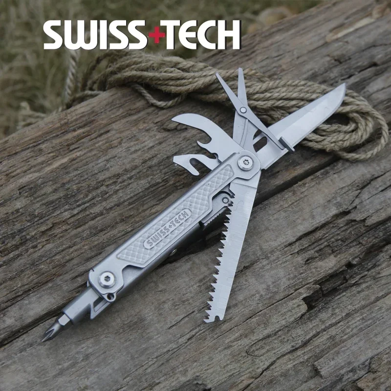 SwissTech 11 in 1 Folding Multitool Multi-functional Combination Tool Folding Scissors EDC Outdoor Equipment