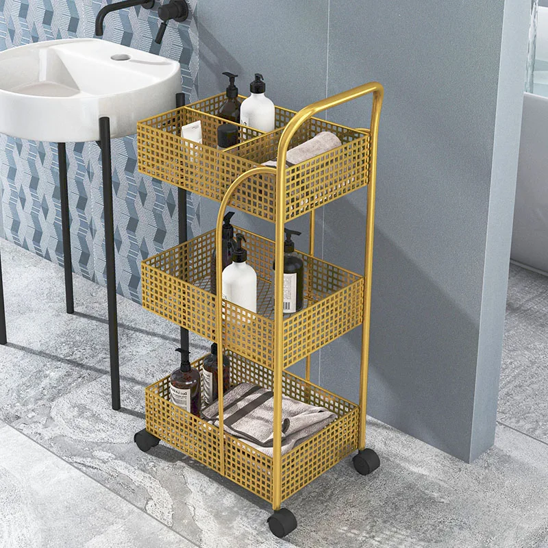 Mobile small cart storage rack with wheels, bathroom storage rack, handcart multi-layer