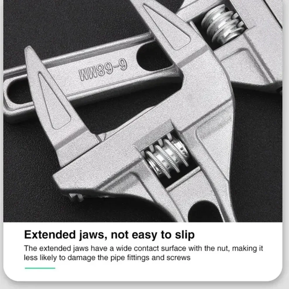 1PC6-68mm Universal Repair Set Bathroom Hand Tools Large Opening Pipe Wrench Nut Key Adjustable Spanner Bathroom Repair Tool