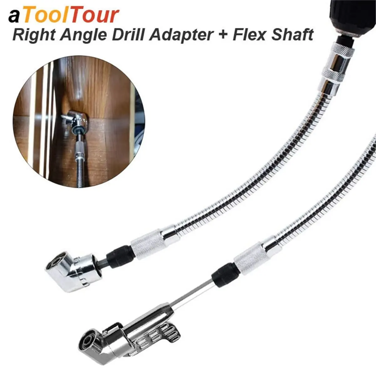Reliable- Right Angle Drill Adapter Flexible Shaft Power Impact Screw Driver Flex Extension Hex Bit Holder Small