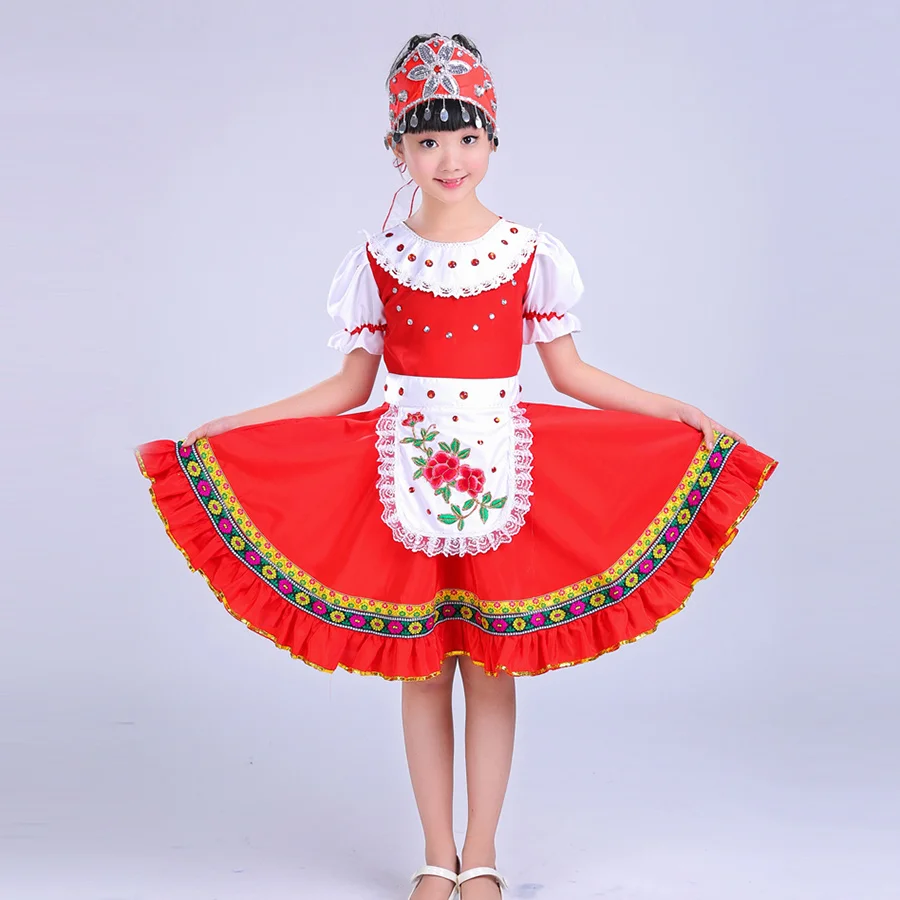 Songyuexia Children Russia Nation Performance Clothing Modern Stage Show Costumes Child Princess Skirt Party dance Dress