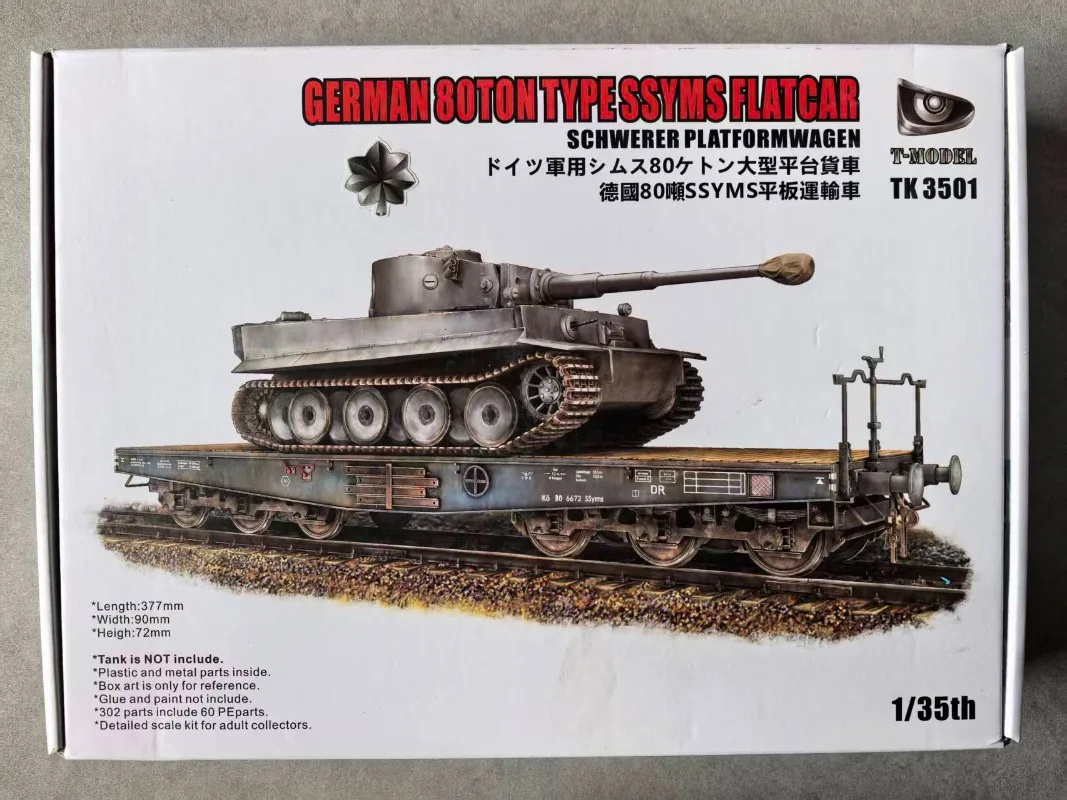 T-Model TK3501 1/35 German 80 Ton SSYMS Flatcar Schwerer Platformwagen Plastic Model Kit