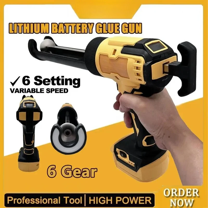 

Cordless Electric Caulking Gun for Doors Windows Glass Sealant Adhesive Glue Gun with LED Light Tool For DEWALT 20V battery