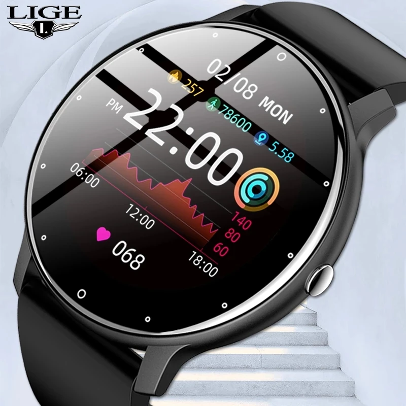 

LIGE Fashion Smart Watch Men Fitness Bracelet Heart Rate Blood Pressure Monitoring Sports Tracker Smartwatch Gift for Women 2023