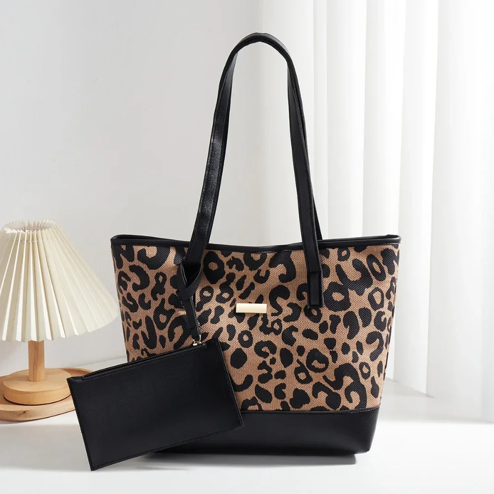 Niche and foreign, versatile shoulder bags, crossbody bags, fashionable large-capacity leopard print handbags,tote bags womenbag