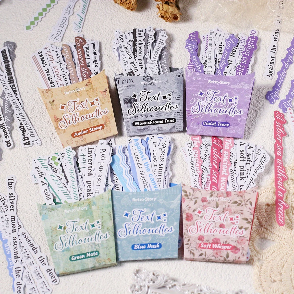 40 قطعة شرائط طويلة الإنجليزية ورقة ملصقات الزينة لمستلزمات سكرابوكينغ غير المرغوب فيه مجلة أعواد تزيين